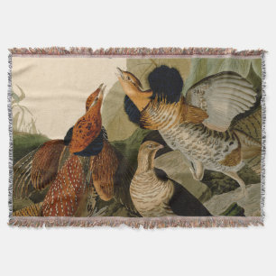 Ruffed Grouse Audubon Game Bird Throw Blanket