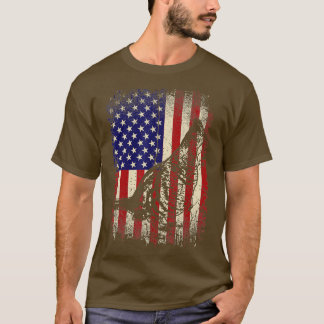 Ruffed Grouse bird hunting- American flag hunter  T-Shirt