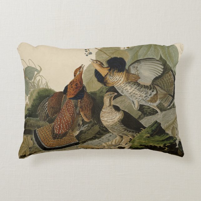 Ruffed Grouse - from Audubon's Birds of America Accent Pillow (Front)