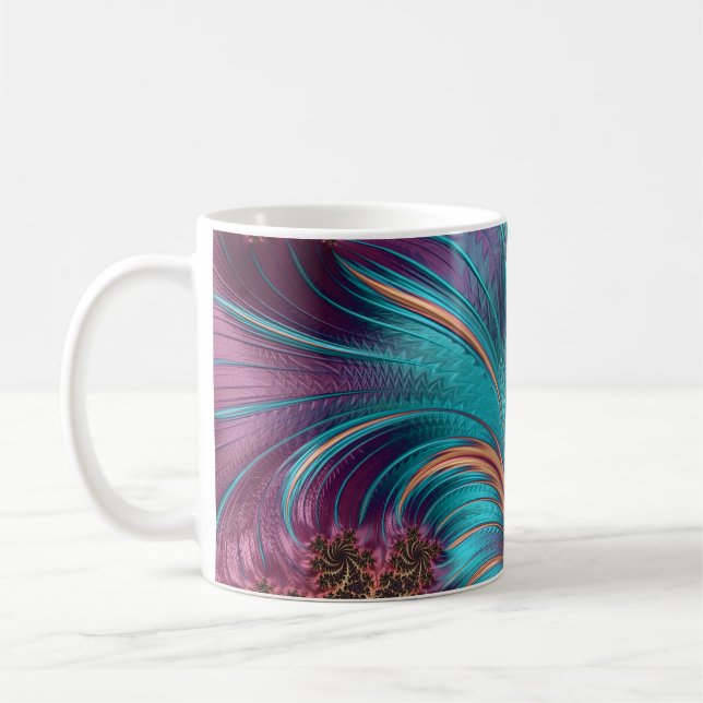 Ruffle Quelques Plumes Fractal Art Café Mug (Gauche)