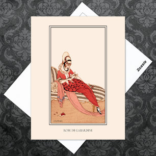 Ruffled Dress Wegener French Nouveau Fashion Postcard