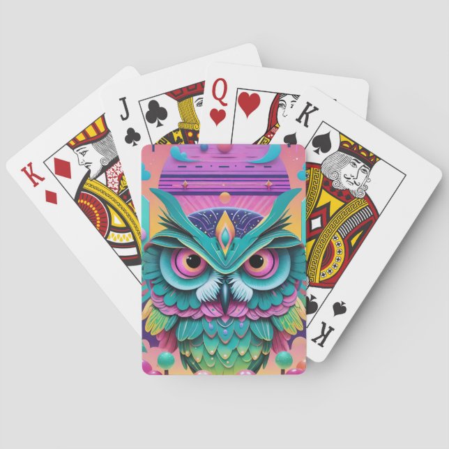 Ruffled Ken Gauge Fantasy Owl Playing Cards (Back)
