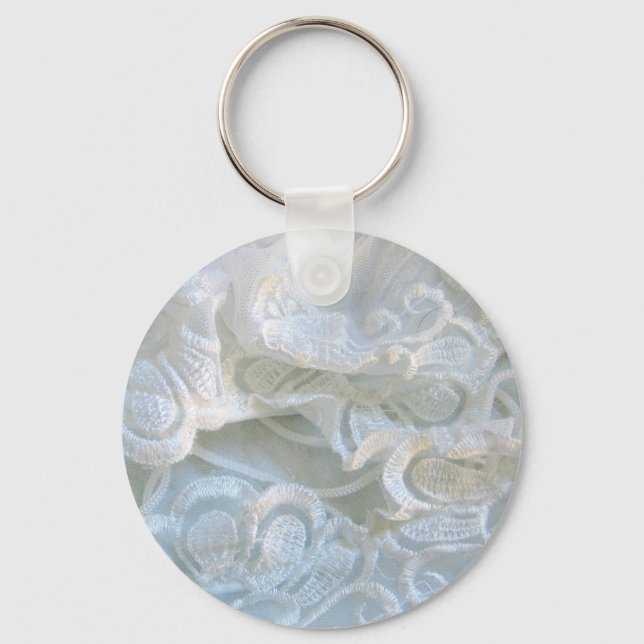 Ruffled White Lace Keychain (Front)