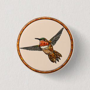 Rufous Hummingbird 1 Inch Round Button