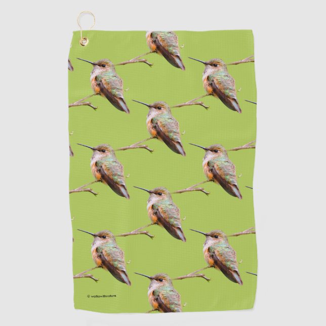 Rufous Hummingbird on California Lilac Branch Golf Towel (Front)