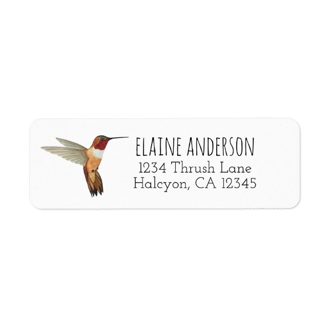 Rufous Hummingbird return address Label (Front)