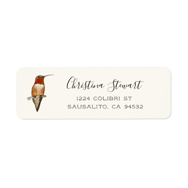 Rufous Hummingbird Return Address Label (Front)