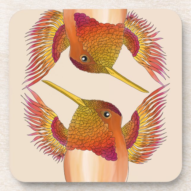 Rufous Hummingbirds on a Coaster Set (Front)