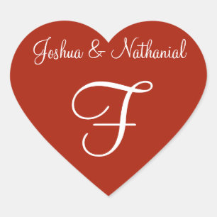 Rufous Personalized Monogrammed Wedding Heart Sticker