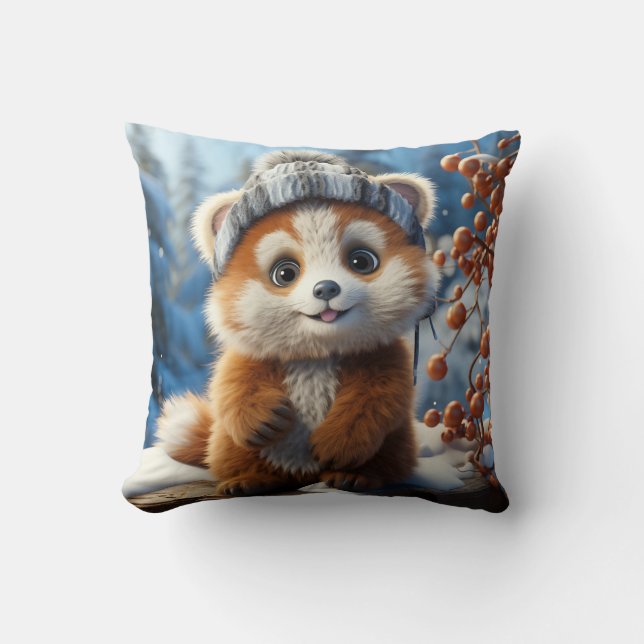 Rufus - An adorable red panda Throw Pillow (Front)