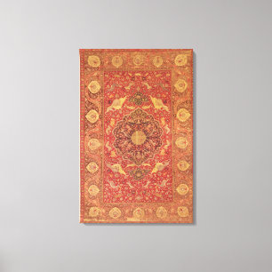 Rug decorated with scenes of fighting animals canvas print