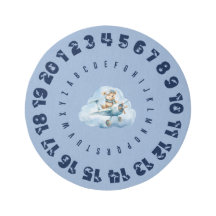 Rug rond éducatif avec numéro alphabet Bordure