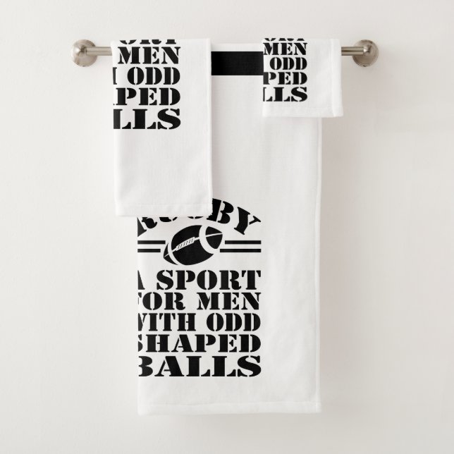 Rugby A Sport For Men With Odd Shaped Balls Bath Towel Set (Insitu)