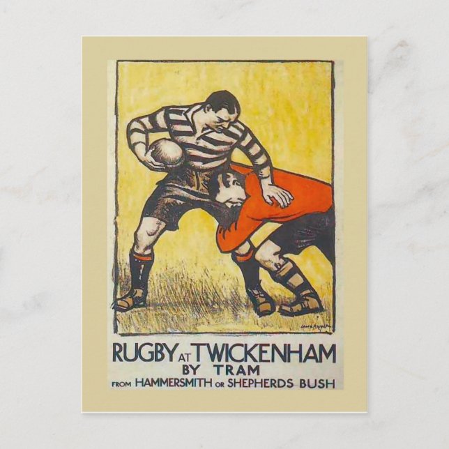 Rugby at Twickenham by tram from Hammersmith Postcard (Front)