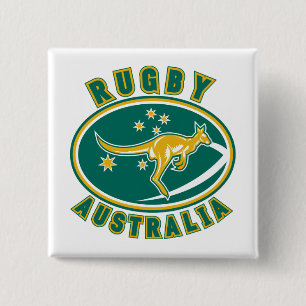 rugby australia kangaroo wallaby aussie 2 inch square button