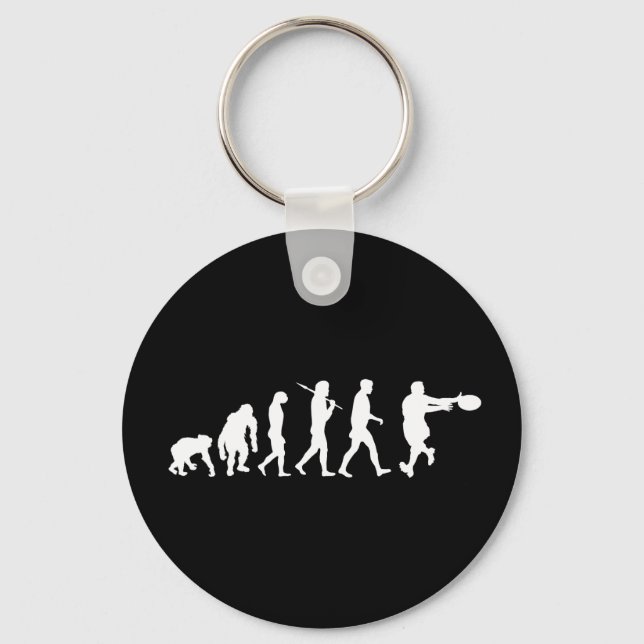 Rugby backline players passing tackling evolution keychain (Front)