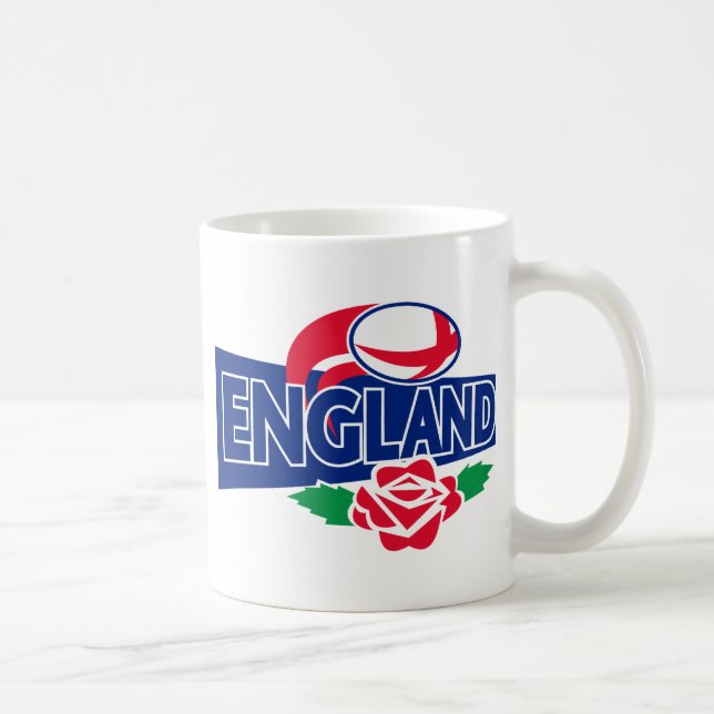 rugby ball england english rose coffee mug (Right)