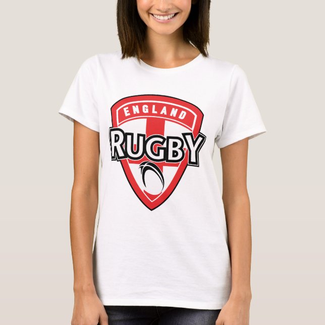 rugby ball shield england cross flag T-Shirt (Front)