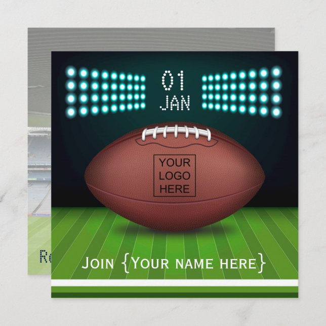 Rugby Celebration Party Invitation ajouter la phot (Devant / Derrière)