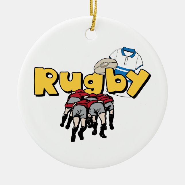 Rugby Ceramic Ornament (Front)