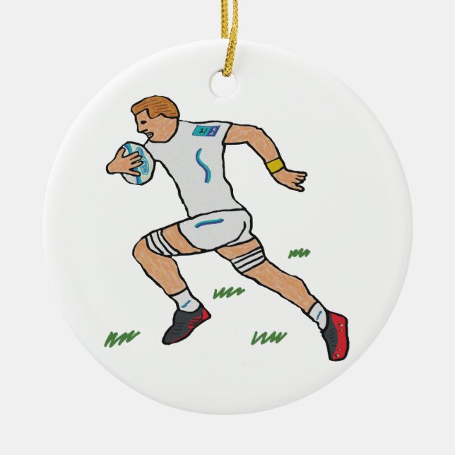 Rugby Ceramic Ornament (Front)