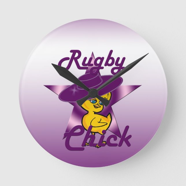 Rugby Chick #9 Round Clock (Front)