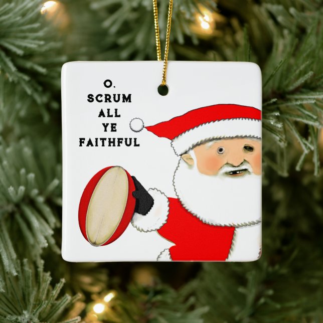 Rugby Christmas Ceramic Ornament (Tree)