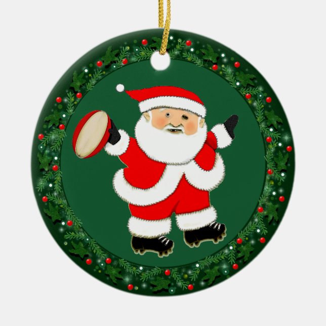 Rugby Christmas Collectable Ceramic Ornament (Front)