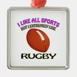 Rugby designs metal ornament