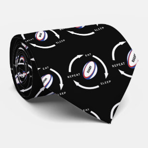 Rugby Eat Sleep Repeat Sports Fan Saying Tie