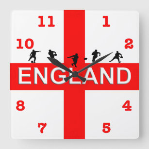 Rugby England Saint George Male Silhouettes Square Wall Clock