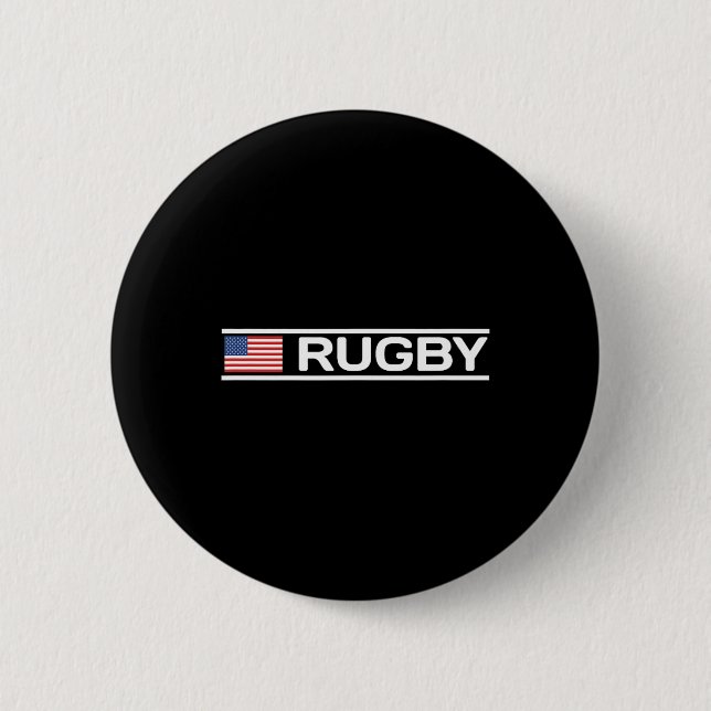 Rugby Flag America  2 Inch Round Button (Front)