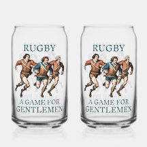 Rugby Gentlemen Printed 16oz Can Glasses