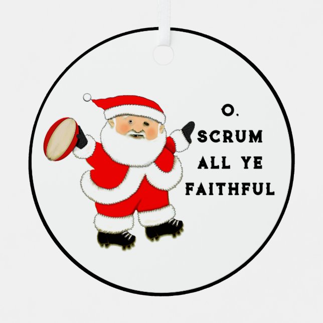 Rugby Holiday Gift Metal Ornament (Front)