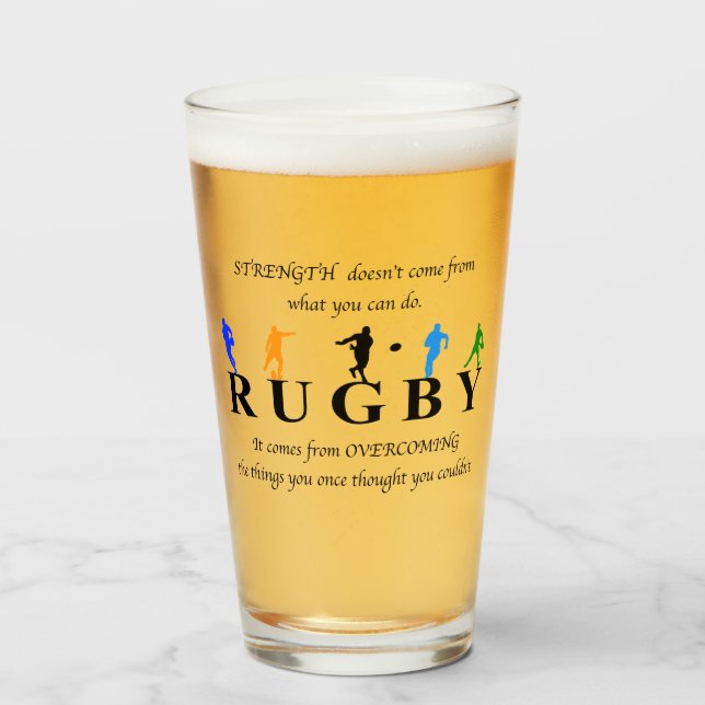 Rugby Inspirational Quote Glass (Front Filled)