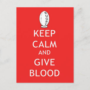 Rugby - Keep Calm & Give Blood Postcard