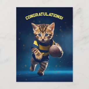 Rugby Kitten Postcard