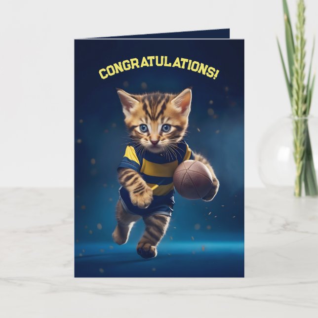 Rugby Kitten Thank You Card (Front)