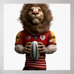 Rugby Lion - Rugby Art Print