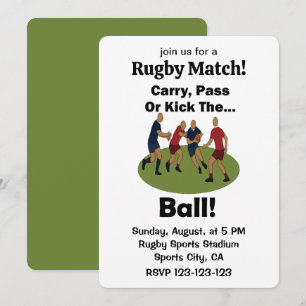 Rugby Match Carry Pass Or Kick The Ball Sports Invitation