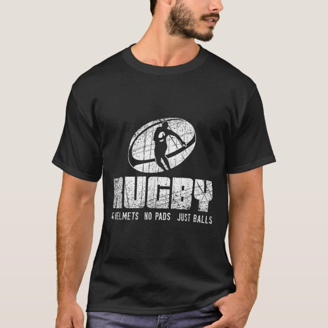 Rugby No Helmet No Pads Just Shirt - Funny Rugby Q (Front)