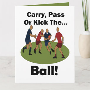 Rugby Player Carry Pass Or Kick The Ball Card