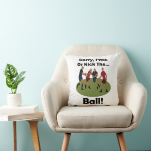 Rugby Player Carry Pass Or Kick The Ball Party Throw Pillow