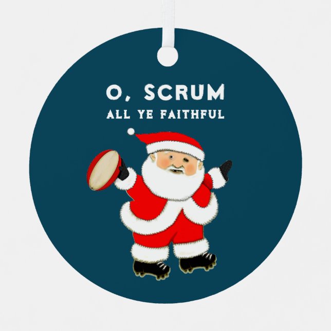 Rugby Player Christmas Collectible Metal Ornament (Front)