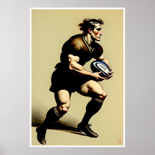 Rugby Player Drawing -  Art Print