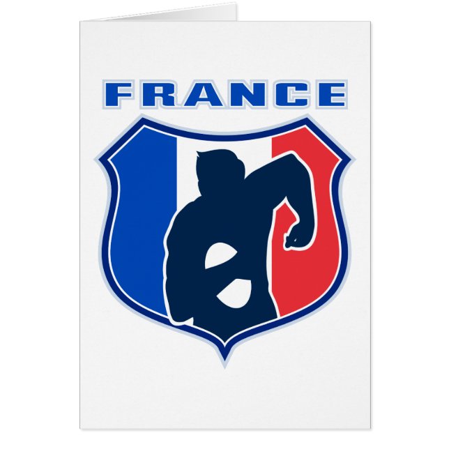 rugby player french france flag shield (Front)