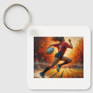 Rugby Player Sprinting,  Keychain