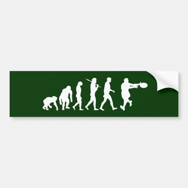 Rugby players backline passing tackling evolution bumper sticker (Front)