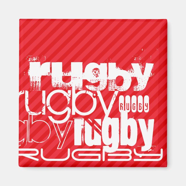 Rugby; Scarlet Red Stripes Magnet (Front)