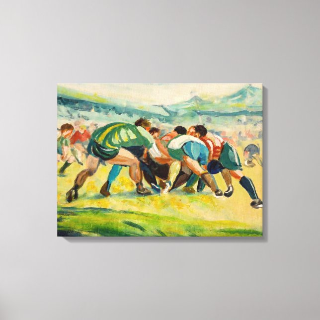 Rugby Scrum Painting - Canvas Art Print (Front)